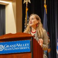 Interim Vice Provost Erica Hamilton giving a speech!